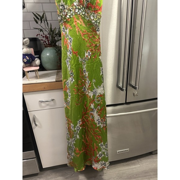 Mary.LCouture Silk Maxi Halter Beaded Dress Sz2 Prom Wedding Formal Opera NWT - Picture 4 of 13